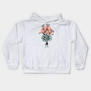 Abstract botanical One Line Art Flowers Kids Hoodie